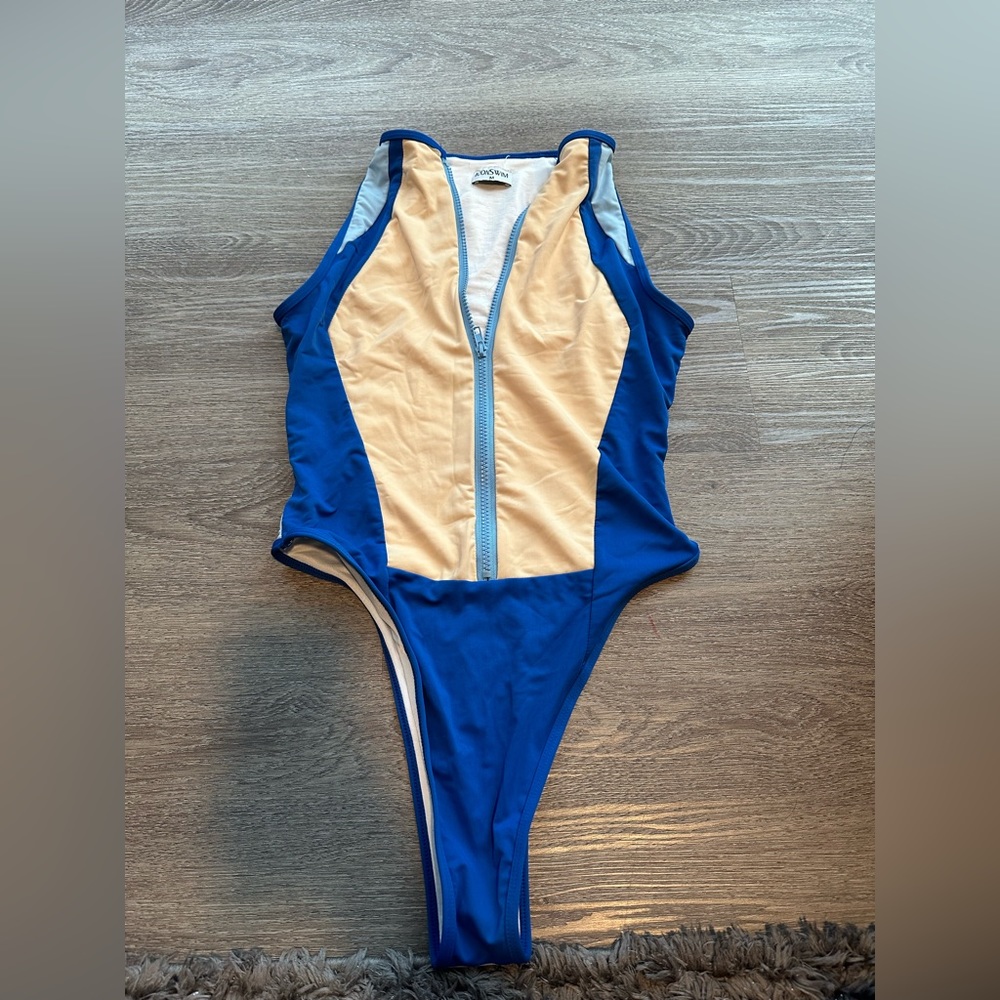 One piece blue swimsuit